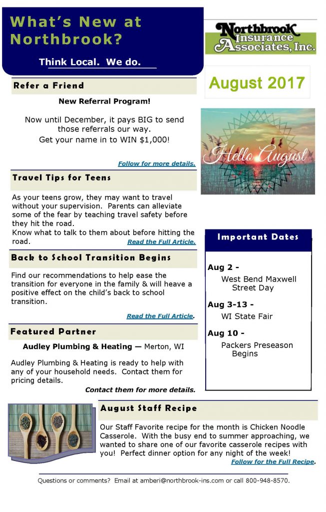 What's New at Northbrook | August 2017 Newsletter | Northbrook ...